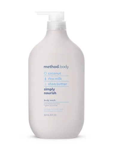 Method Simply Nourish Body Wash with Coconut, Rice Milk & Shea Butter, 28 oz (828 ml) | Gentle Hydration for Soft Skin - main product image