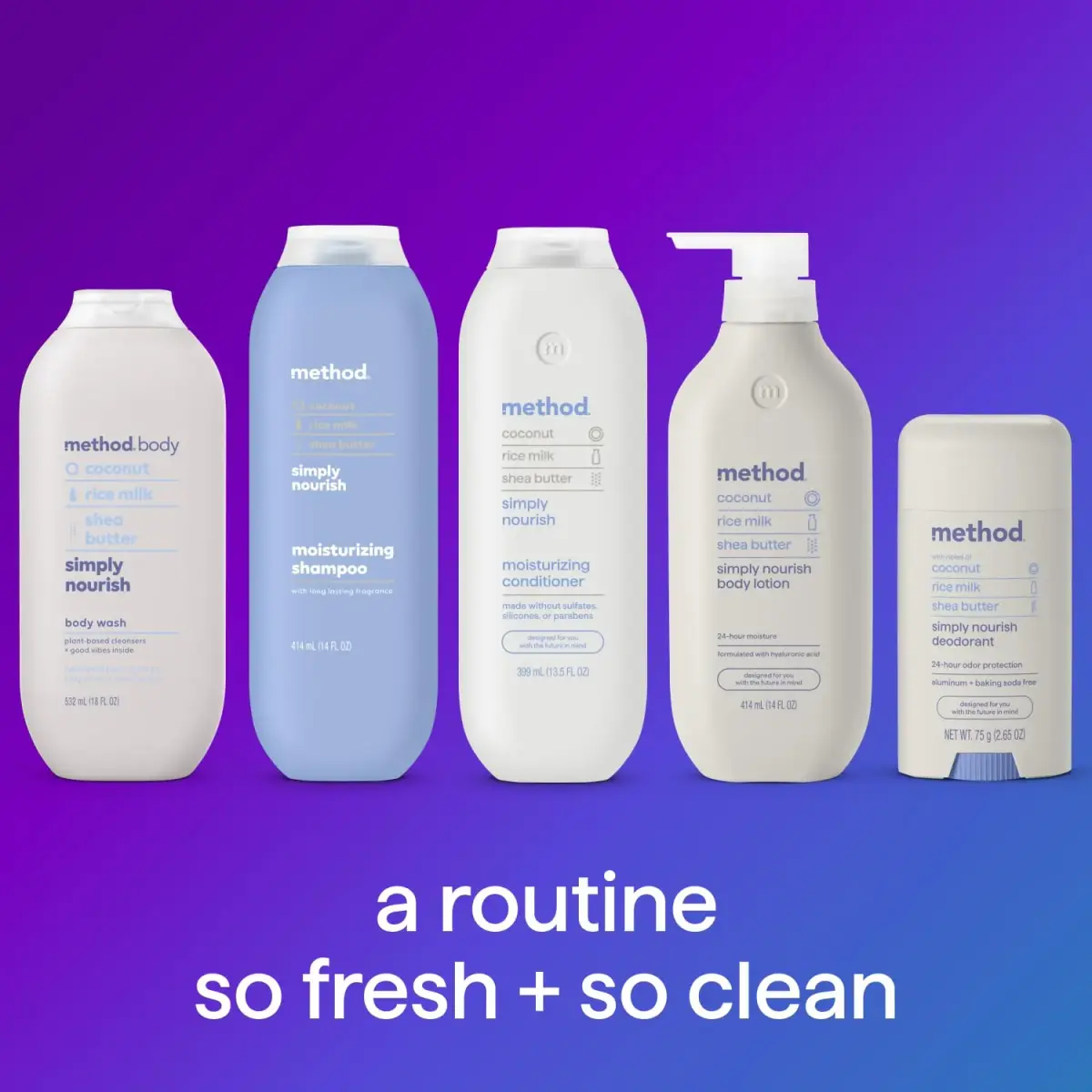 Method Simply Nourish Body Wash with Coconut, Rice Milk & Shea Butter, 28 oz (828 ml) | Gentle Hydration for Soft Skin - view 8