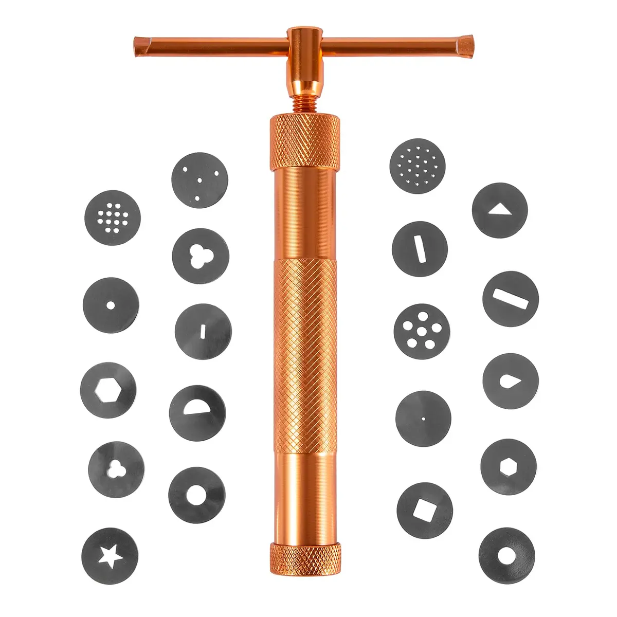 YAMHOHO Pink Clay Extruder Tool Set with 20 Discs | 16.5 cm (6.5 in) Stainless Steel & Aluminum Alloy - main product image