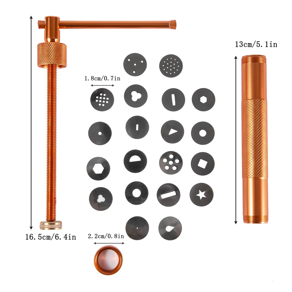 YAMHOHO Pink Clay Extruder Tool Set with 20 Discs | 16.5 cm (6.5 in) Stainless Steel & Aluminum Alloy - view 2