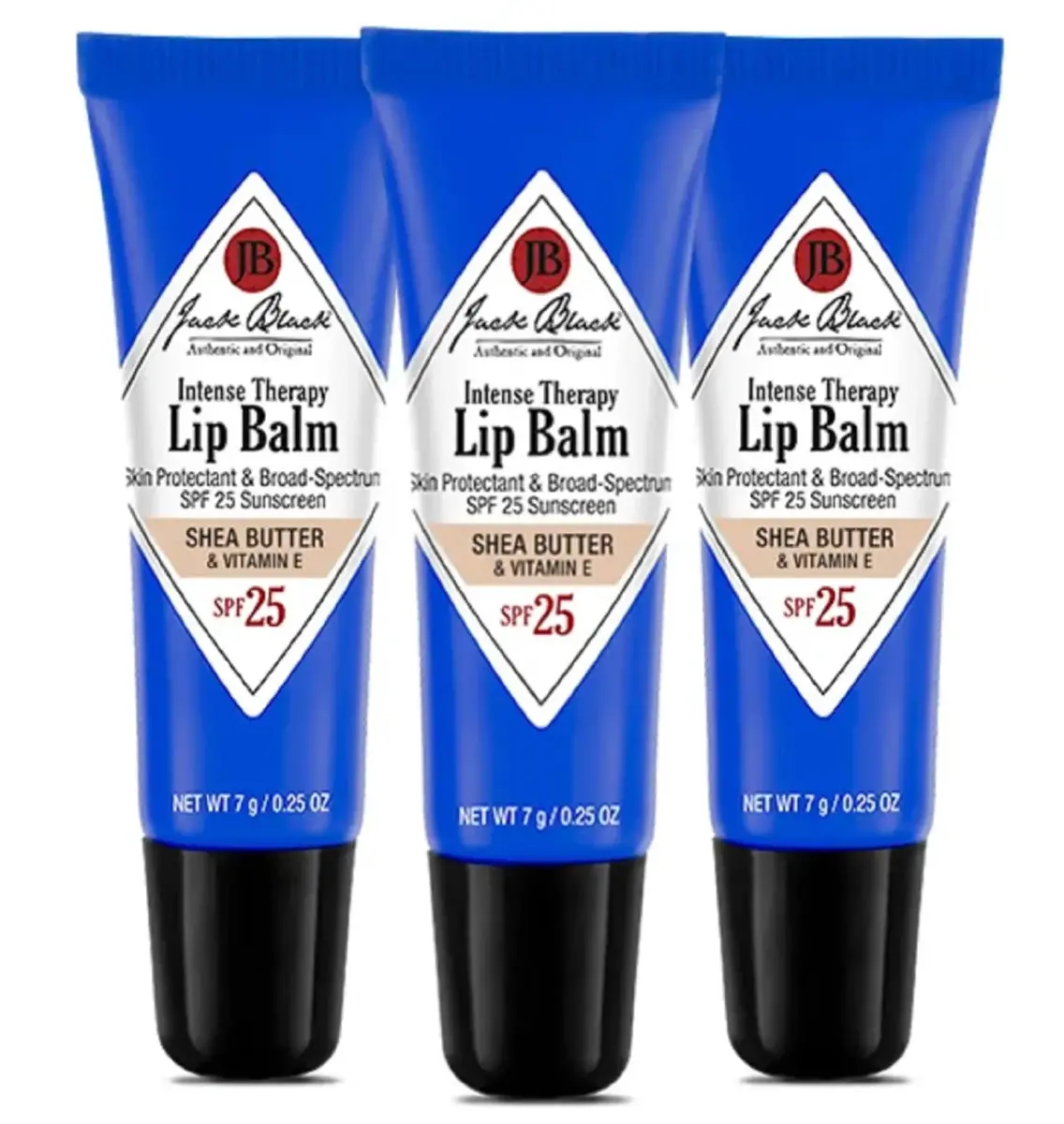 Jack Black Intense Therapy Lip Balm SPF 25 (7.5ml / 0.25 Fl Oz) | Pack of 3 with Shea Butter & Vitamin E - main product image