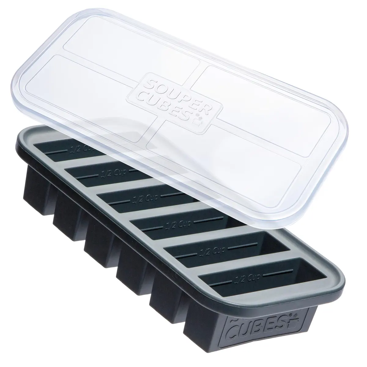 Souper Cubes 1/2 Cup Silicone Freezer Mold with Lid | Charcoal, 1-Pack, Food Prep & Storage - main product image