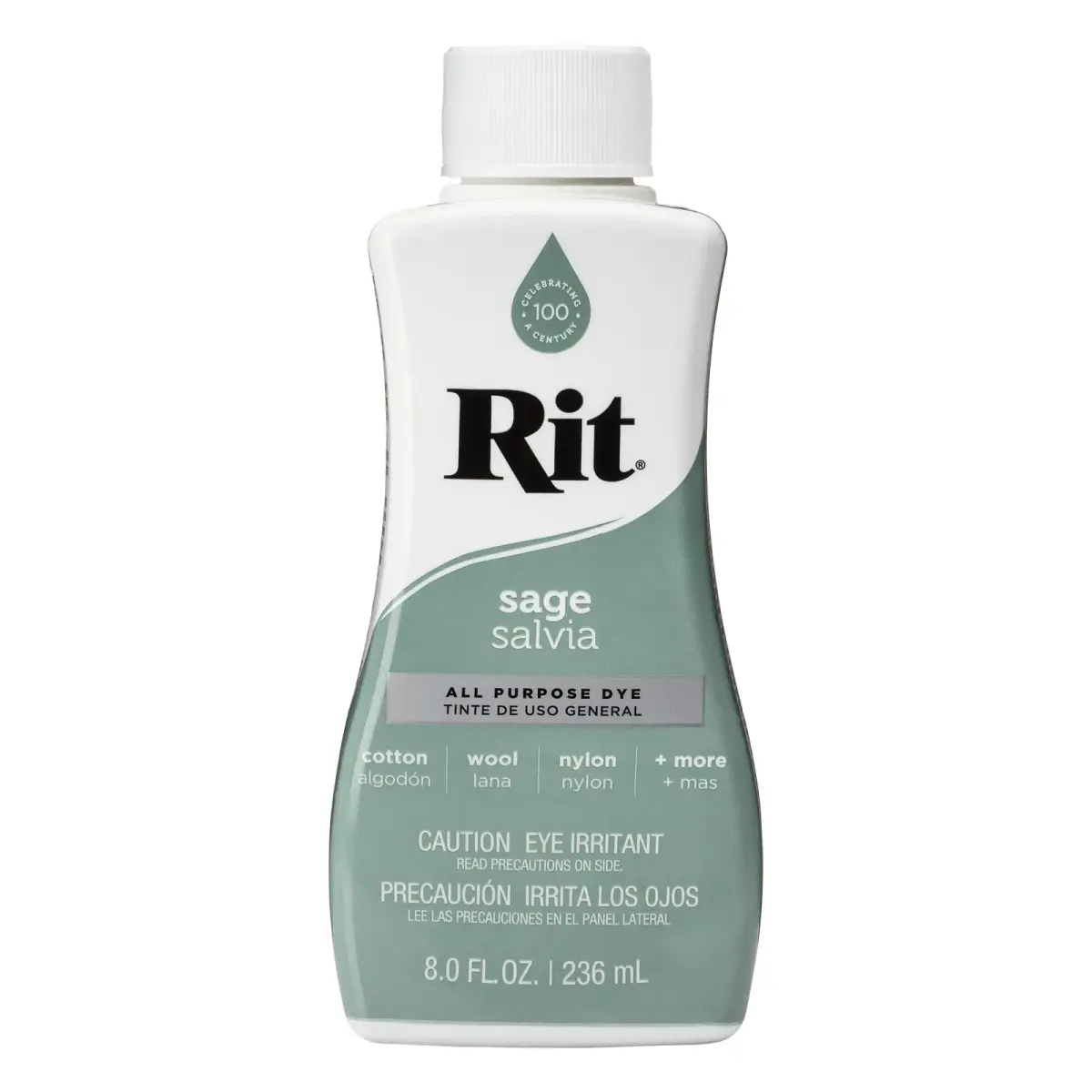 Rit All-Purpose Liquid Fabric Dye, Sage Green 237ml (8 Fl Oz) - Concentrated for Cotton, Linen, Silk, Wool, Rayon, Nylon - main product image