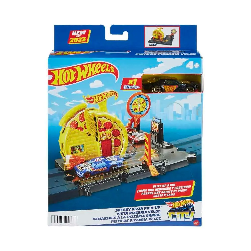 Hot Wheels City Speedy Pizza Pick-Up Playset with 1 Vehicle | Connects to Other Hot Wheels City Sets - view 6