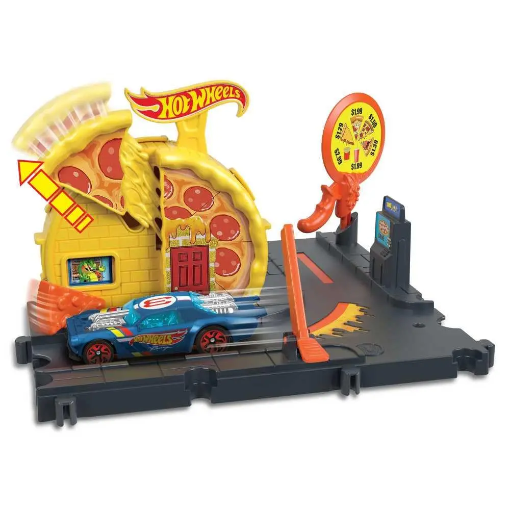 Hot Wheels City Speedy Pizza Pick-Up Playset with 1 Vehicle | Connects to Other Hot Wheels City Sets - view 2