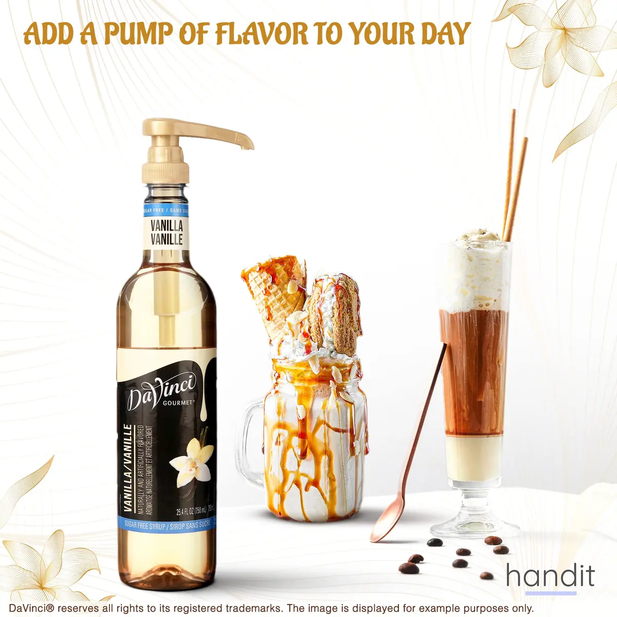 HANDIT Gold Coffee Syrup Pumps | Fits 750ml (25.4oz) Bottles | 2-Pack | Dispenses 0.5oz Per Stroke - view 5