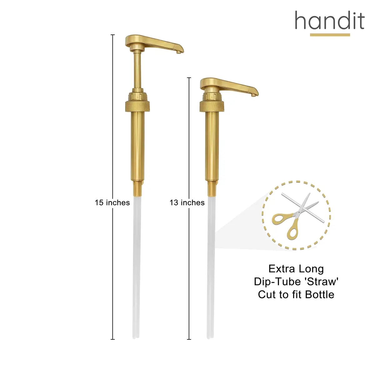 HANDIT Gold Coffee Syrup Pumps | Fits 750ml (25.4oz) Bottles | 2-Pack | Dispenses 0.5oz Per Stroke - view 6