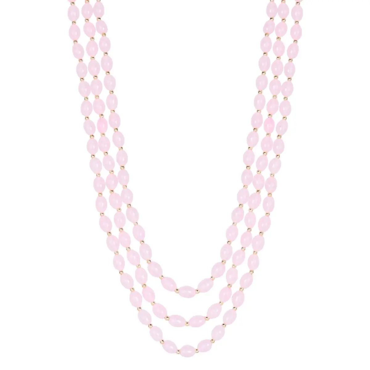 I Jewels 3 Layered Gold Plated Mint Moti Mala Necklace 32cm (12.6in) | Royal Indian Wedding Groom Haar - view 3