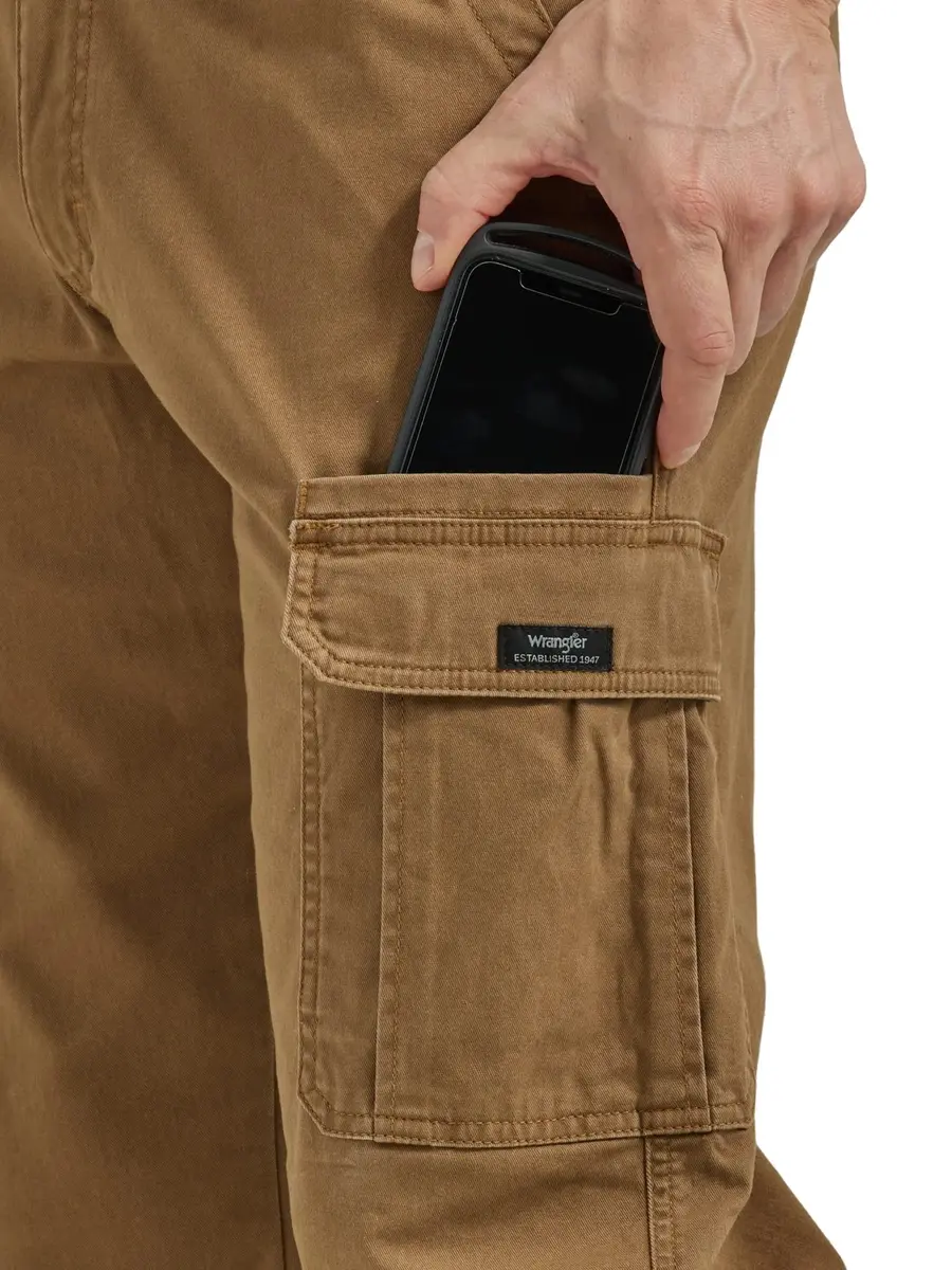 Wrangler Authentics Men's Relaxed Fit Stretch Cargo Pant, Kangaroo, 34W x 32L | Durable, Comfortable & Versatile - view 2