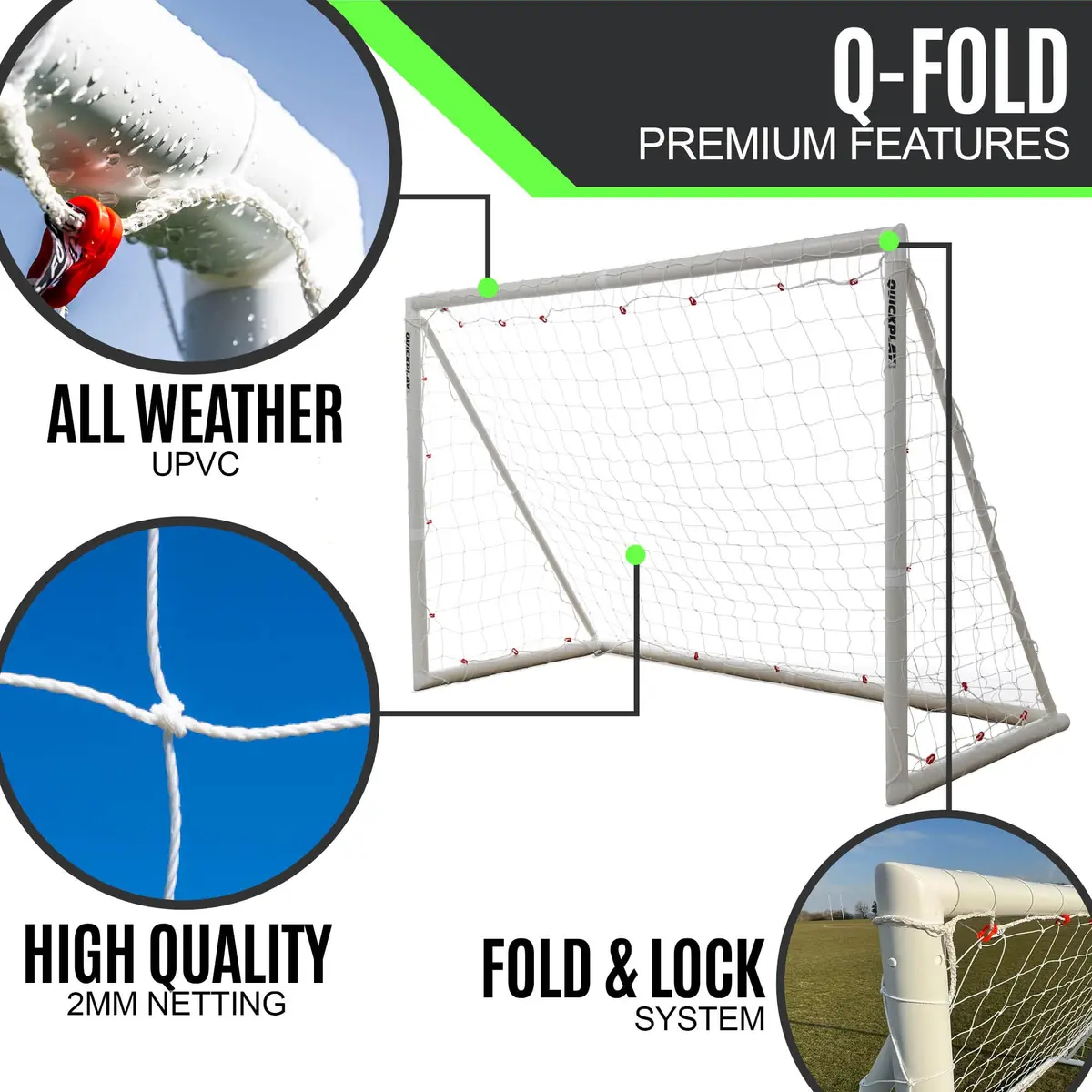 QUICKPLAY Q-Fold 8x5 Folding Soccer Goal Weatherproof PVC U9-U10 | Fast Setup & Durable - view 5