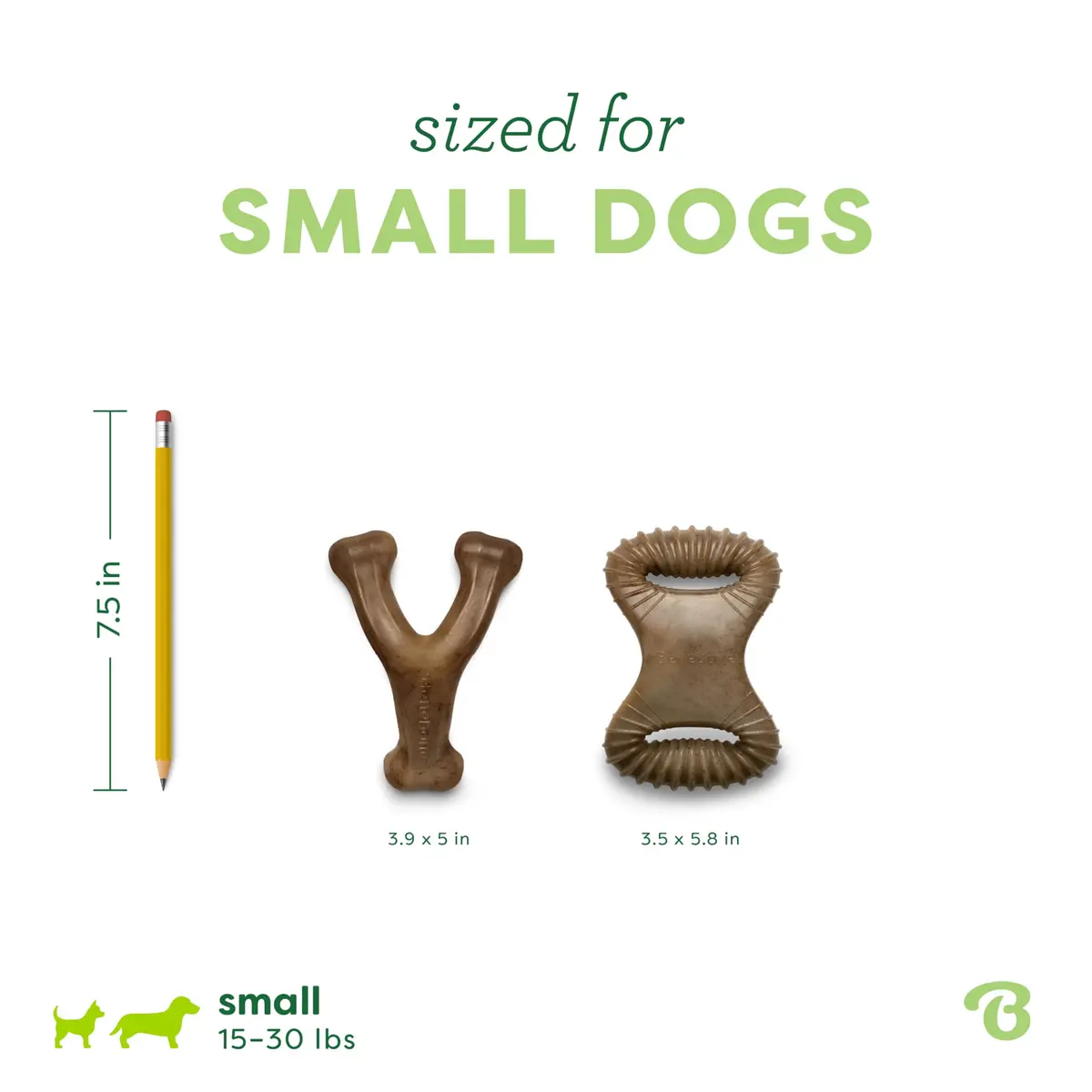 Benebone 2-Count Wishbone/Dental Dog Chew Toys, Small | Real Bacon, Durable Nylon, Made in USA - view 4