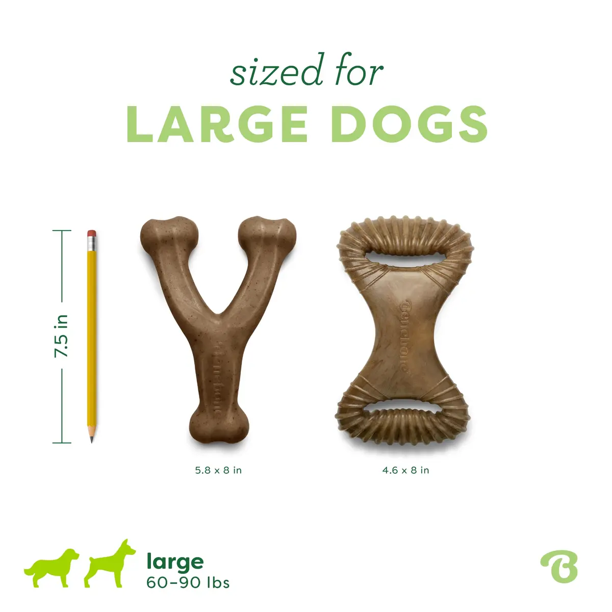 Benebone 2-Pack Wishbone/Dental Durable Dog Chew Toys, Real Bacon, Large (1.3 lb / 0.6 kg) - view 4
