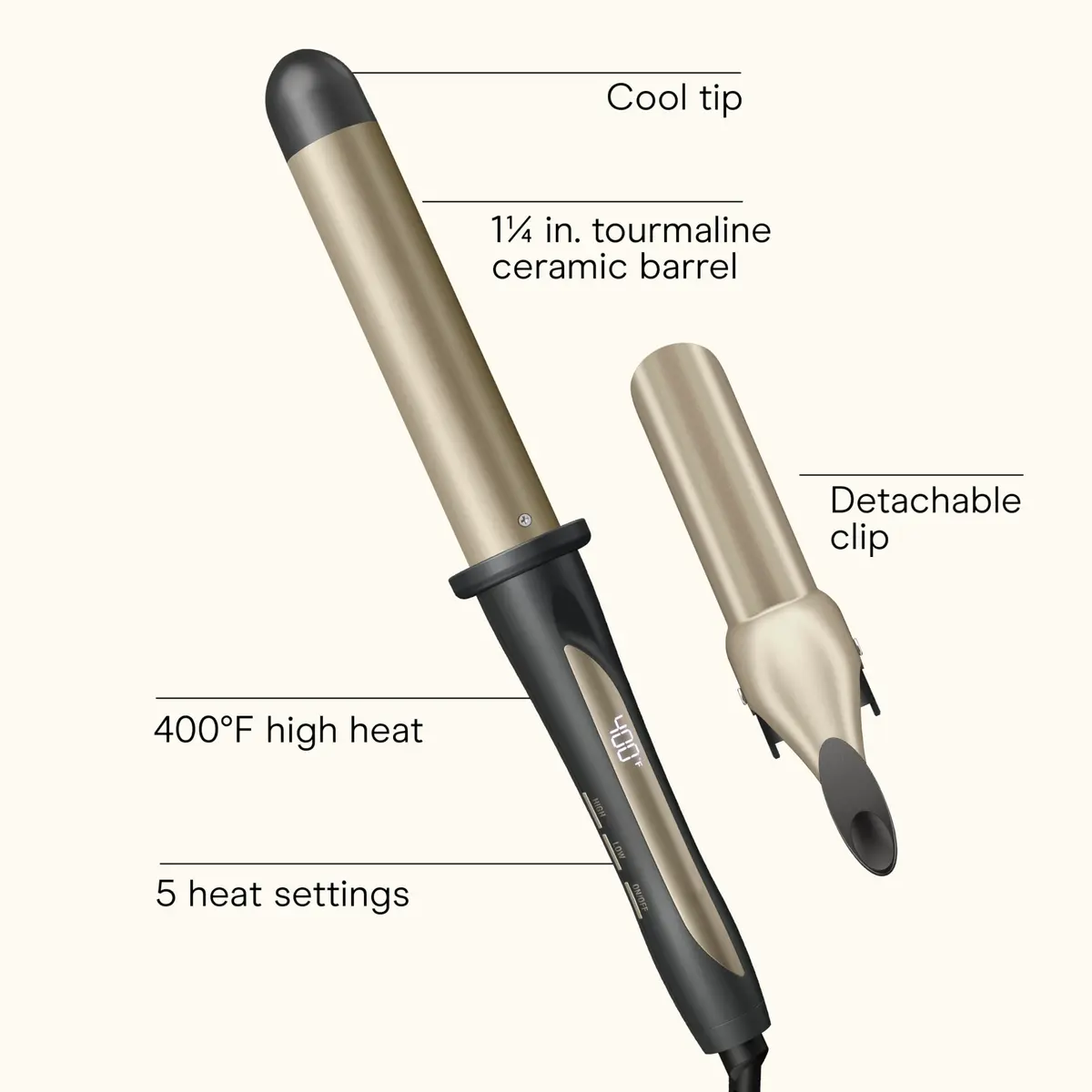 INFINITIPRO BY CONAIR Tourmaline Ceramic Curling Wand 1.25" | Frizz-Free Waves & Curls - view 2