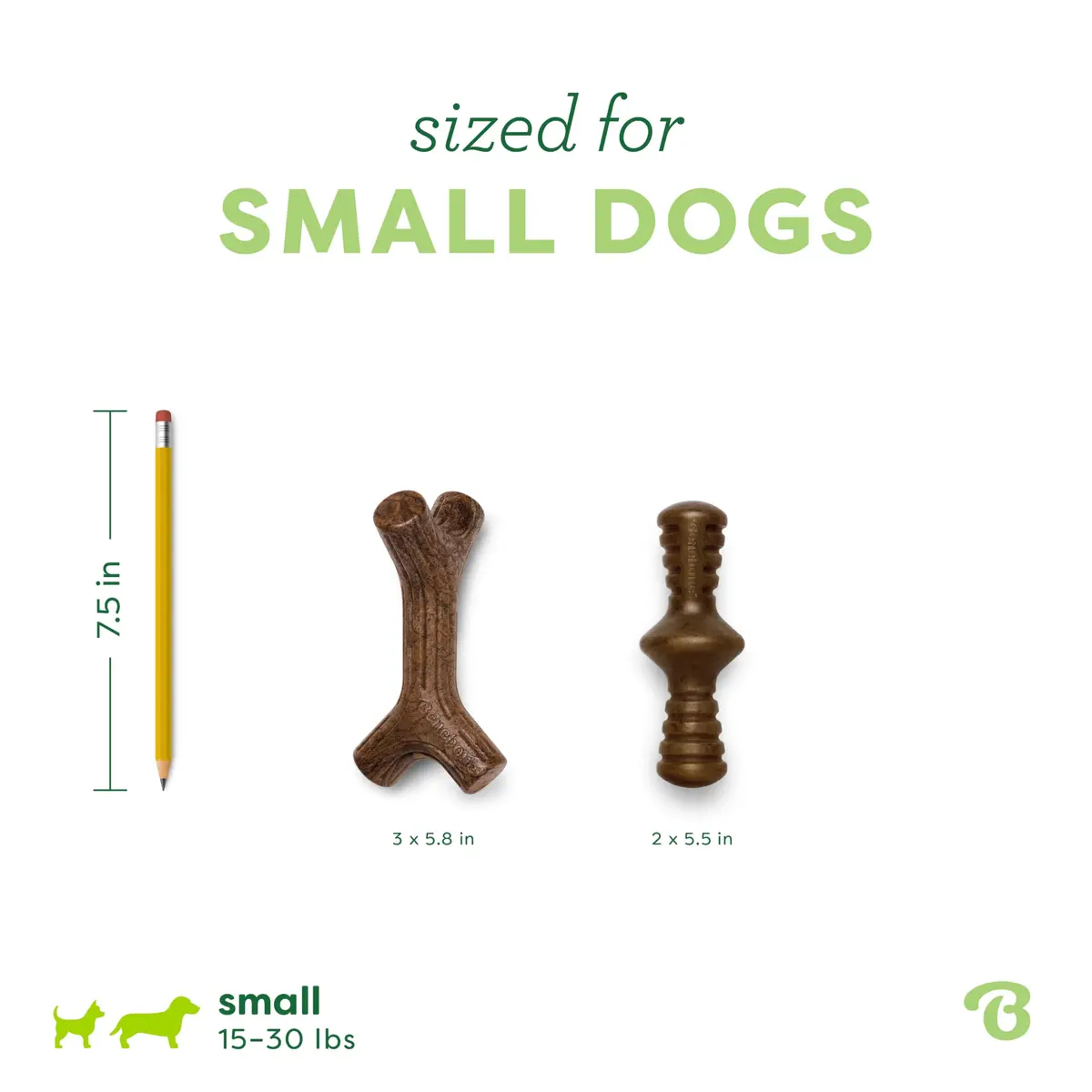 Benebone 2-Pack Maplestick/Zaggler Durable Dog Chew Toys, Small | Real Bacon & Maple Flavors, Made in USA - view 4