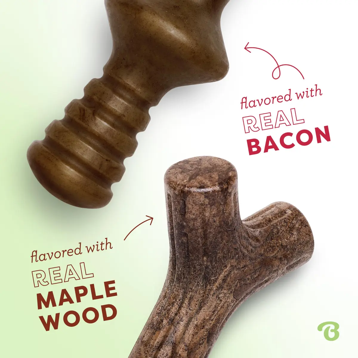 Benebone 2-Pack Maplestick & Zaggler Durable Dog Chew Toys, Large | Real Bacon & Maple Flavors, Made in USA - view 2