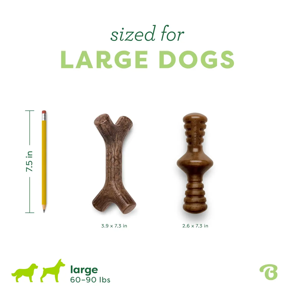 Benebone 2-Pack Maplestick & Zaggler Durable Dog Chew Toys, Large | Real Bacon & Maple Flavors, Made in USA - view 4