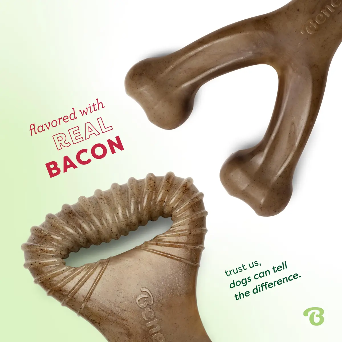 Benebone 2-pack Wishbone/Dental Dog Chew Toys, Medium | Real Bacon Flavor, Durable Nylon Chew - view 2