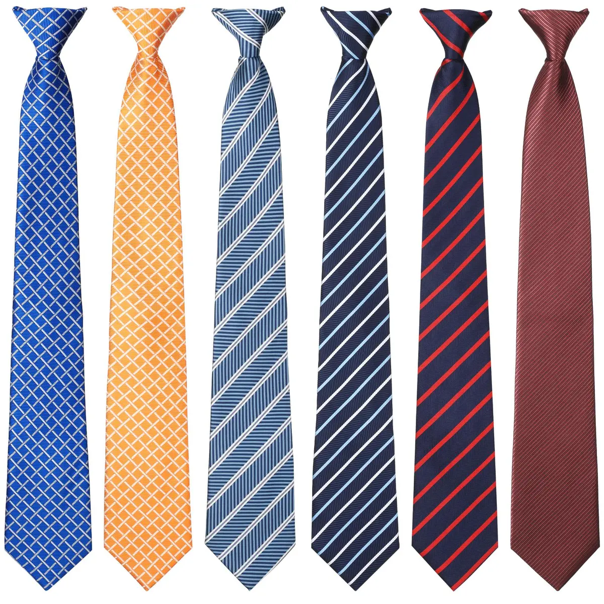 Janmercy 6 Pcs Clip on Tie for Men Necktie Assorted Color | Business Style, 51cm - main product image