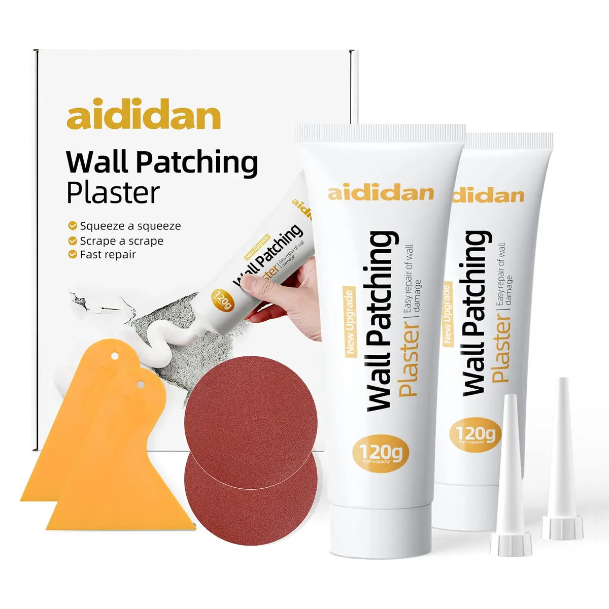 aididan Drywall Repair Kit 2 Pack | Wall Patch & Spackle for Holes & Cracks - main product image