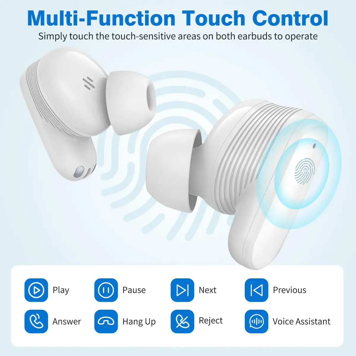 ASKUBSKU True Wireless Bluetooth 5.4 Earbuds | 13mm Dynamic Drivers, Noise Isolating, Semi-In-Ear Design - view 6