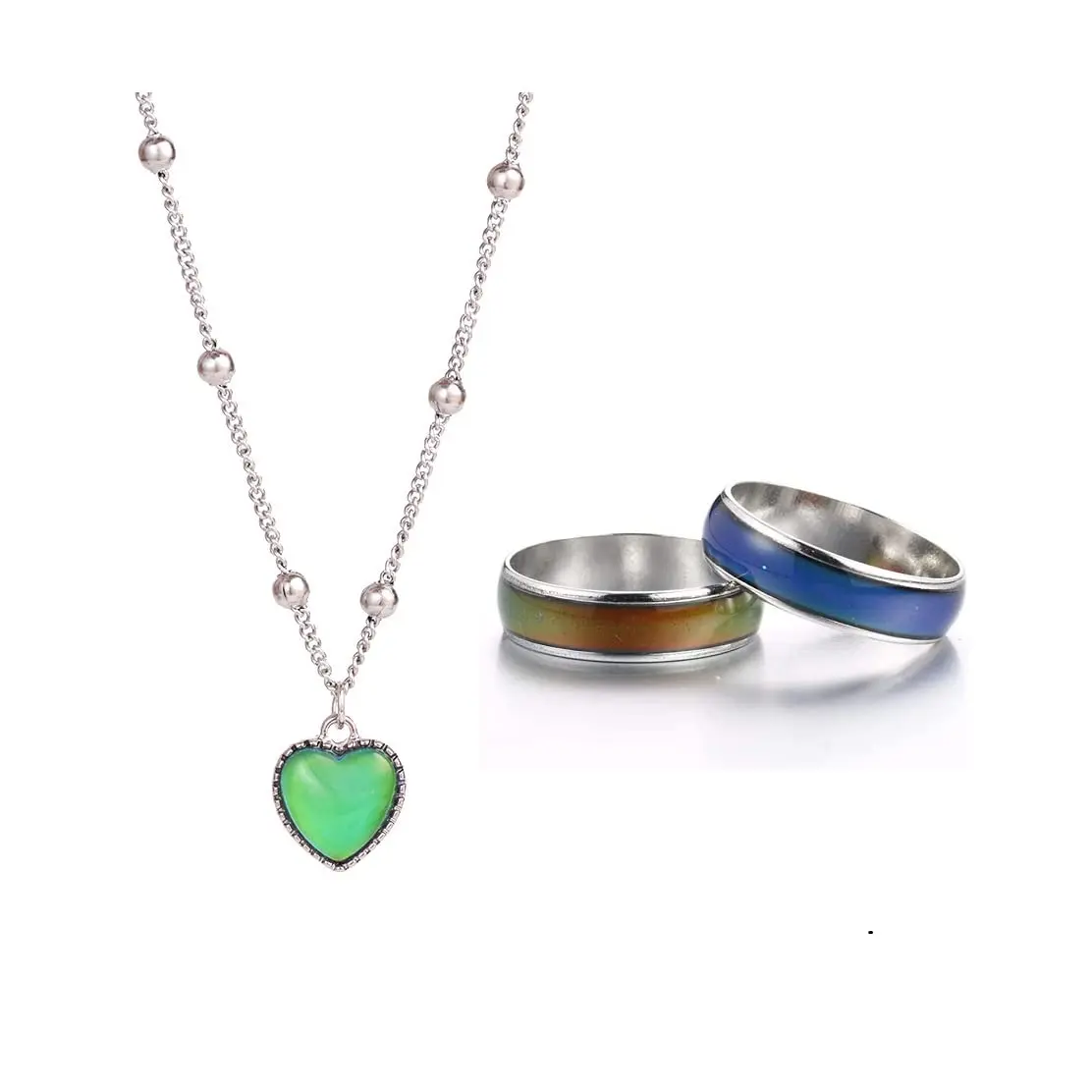 Yocoyee Color Changing Ring & Necklace Set | Mood Emotion Temperature Copper (70-120 chars) - main product image