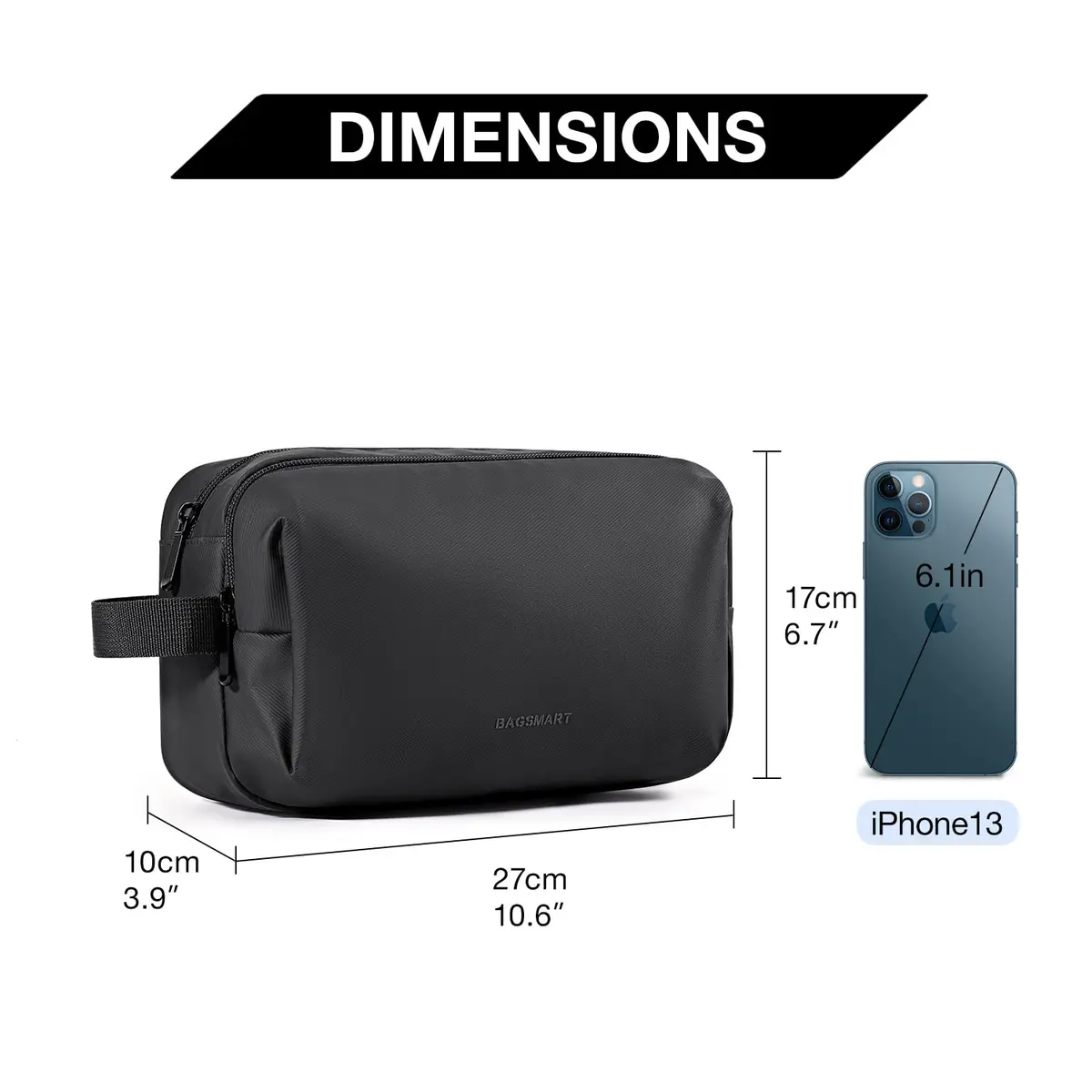 BAGSMART Toiletry Bag for Men | Water-Resistant Travel Organizer with Large Capacity (10.6''L*3.9''W*6.7''H) - view 5