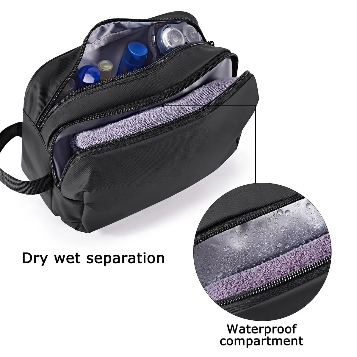 BAGSMART Toiletry Bag for Men | Water-Resistant Travel Organizer with Large Capacity (10.6''L*3.9''W*6.7''H) - view 3