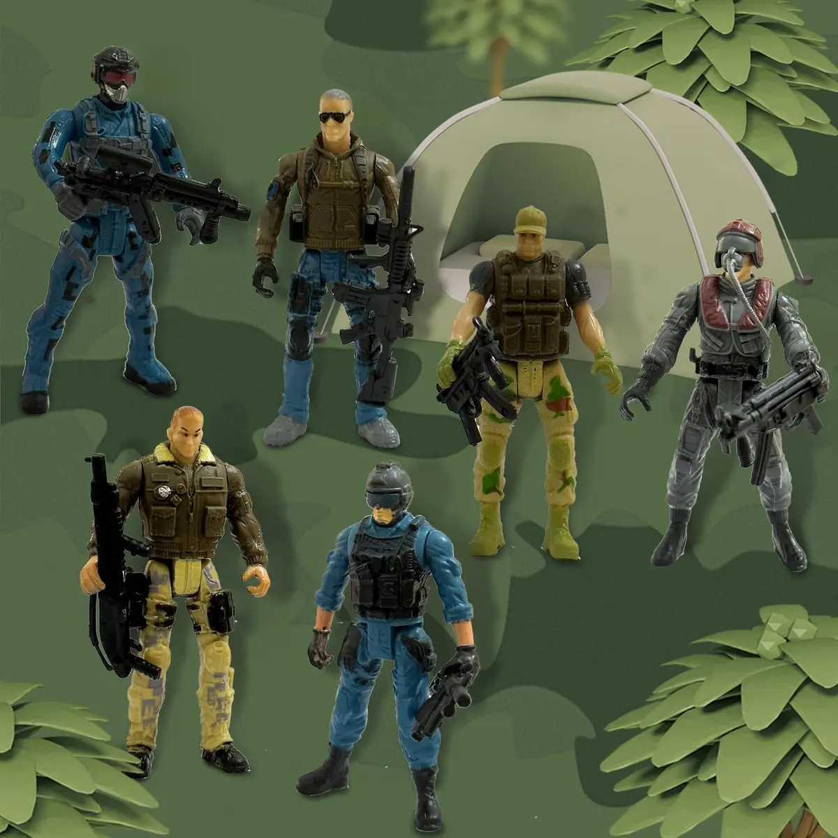 MQSTARSRISE Army Men Action Figures, 6 Pcs Soldiers Toy Set | Realistic Military Playset for Kids - view 3