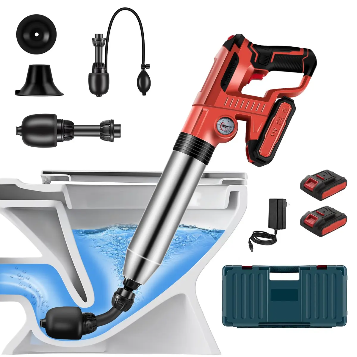 TTILL Electric Toilet Plunger 2 Batteries | High Pressure Drain Clog Remover (70-120 chars) - main product image