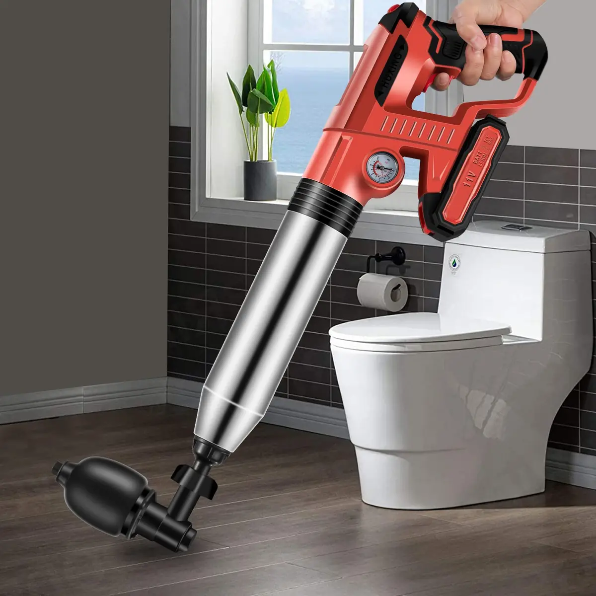 TTILL Electric Toilet Plunger 2 Batteries | High Pressure Drain Clog Remover (70-120 chars) - view 9