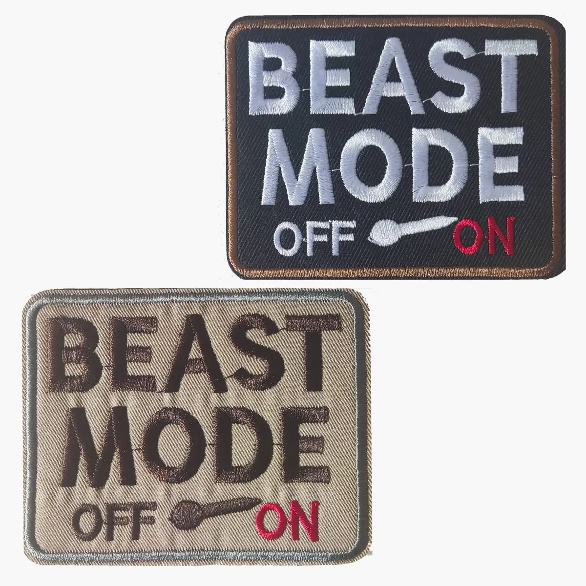 TXSN Beast Mode On Patches 2 Pieces | Hook & Loop Embroidery Badge 8.1 cm (3.2") x 5.1 cm (2") - main product image