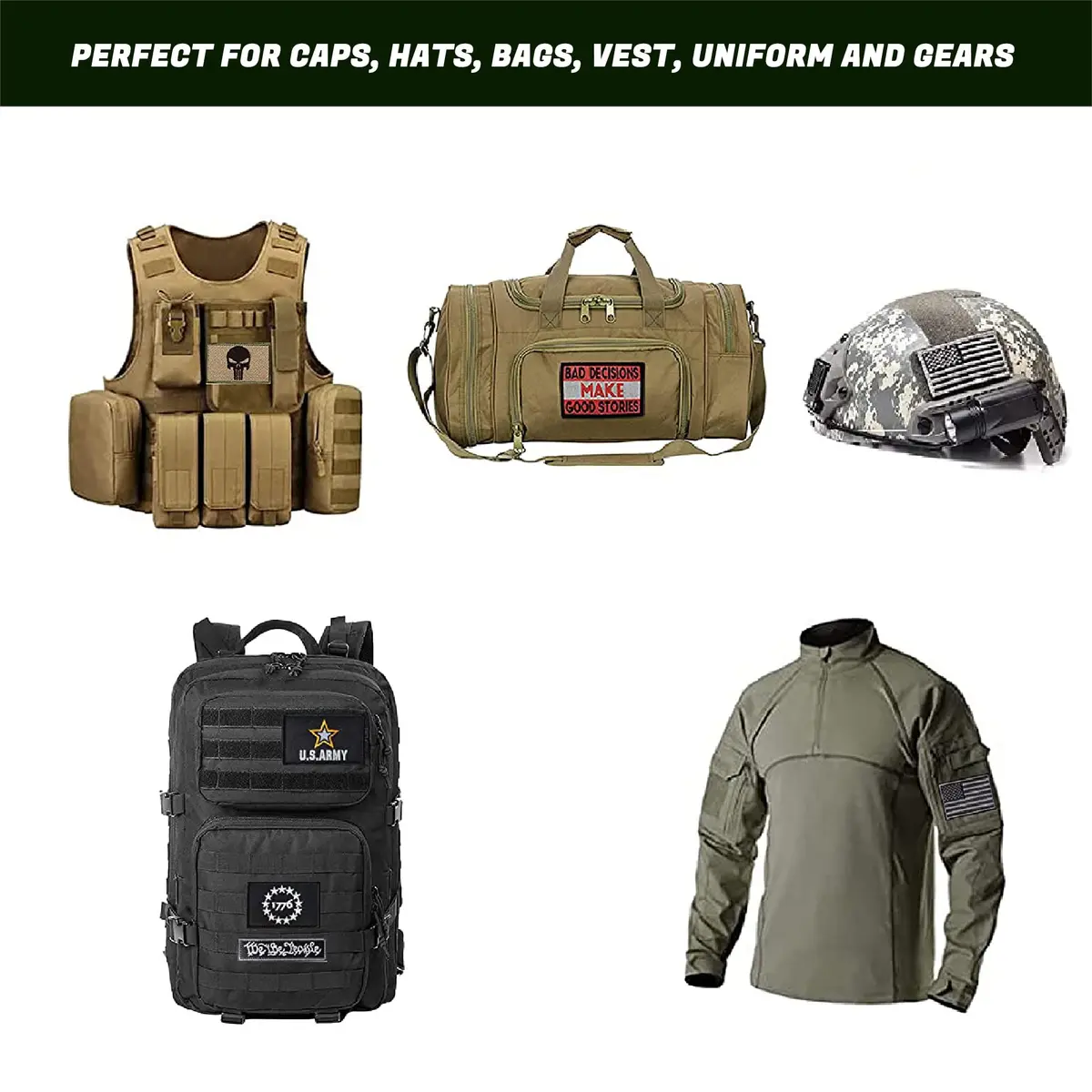 TXSN 12PCS Random Tactical Morale Patches Set 5cm x 7.5cm (2" x 3") | Full Embroidery Loop & Hook Fasten for Bags & Vests - view 6