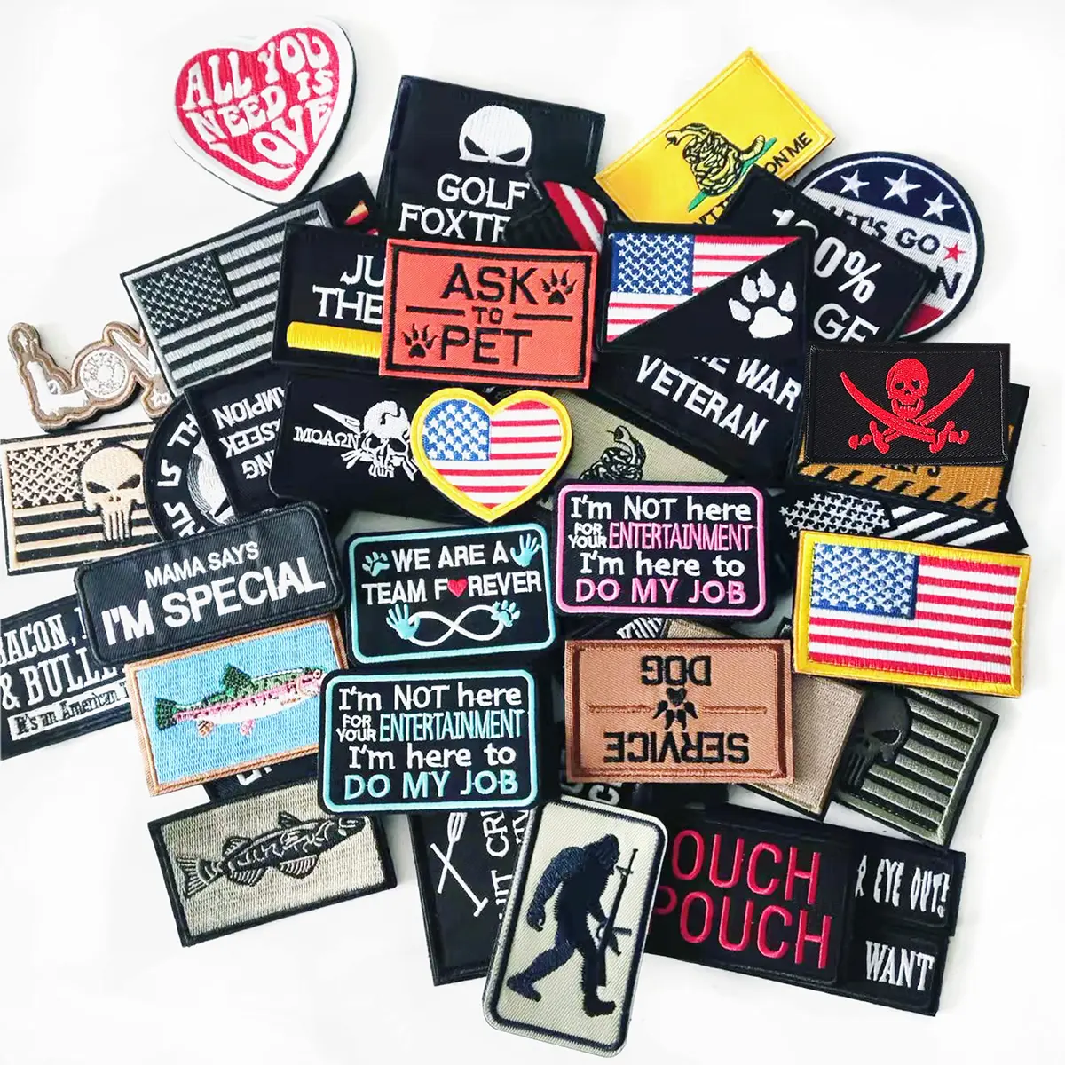 TXSN 12PCS Random Tactical Morale Patches Set 5cm x 7.5cm (2" x 3") | Full Embroidery Loop & Hook Fasten for Bags & Vests - view 2