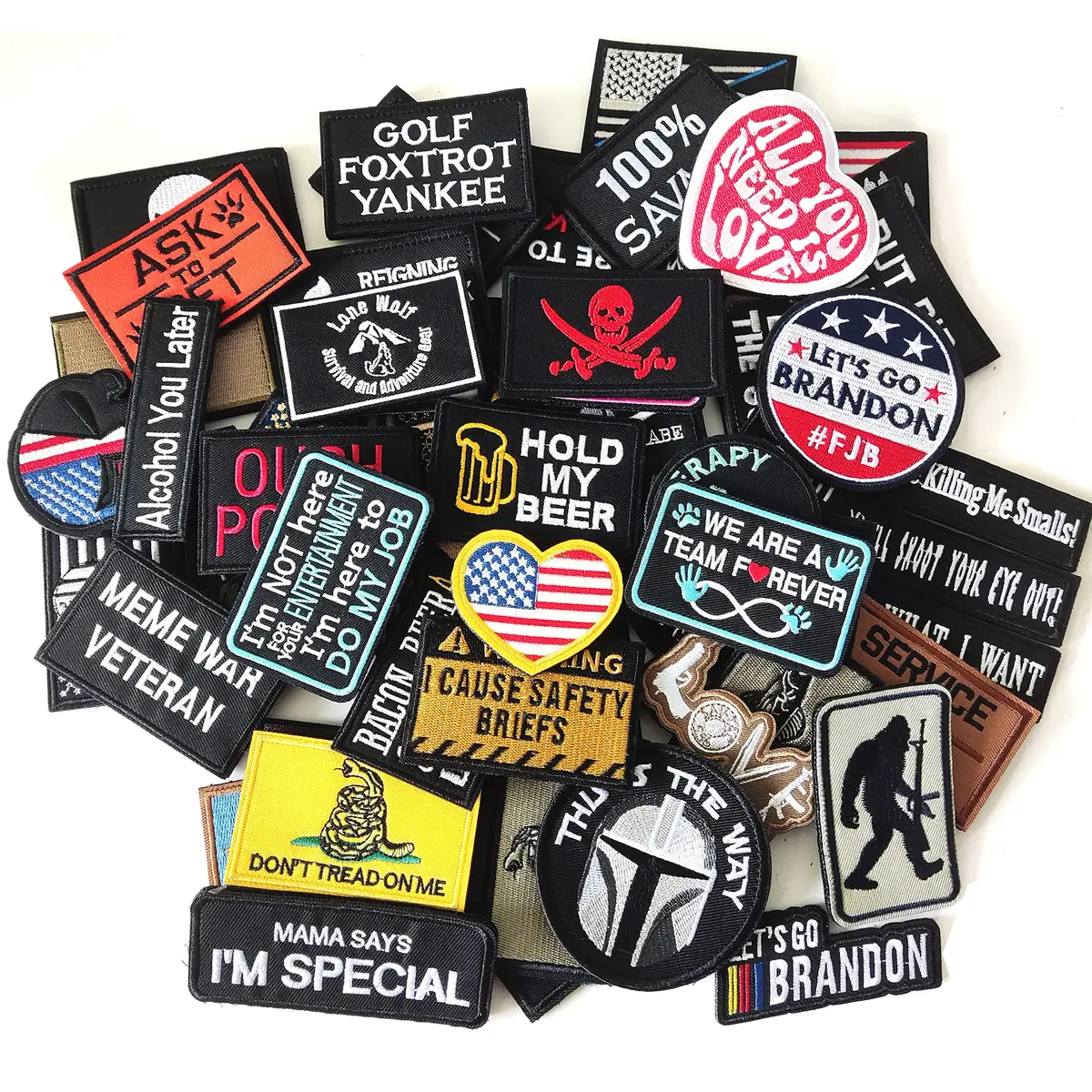 TXSN 12PCS Random Tactical Morale Patches Set 5cm x 7.5cm (2" x 3") | Full Embroidery Loop & Hook Fasten for Bags & Vests - view 3