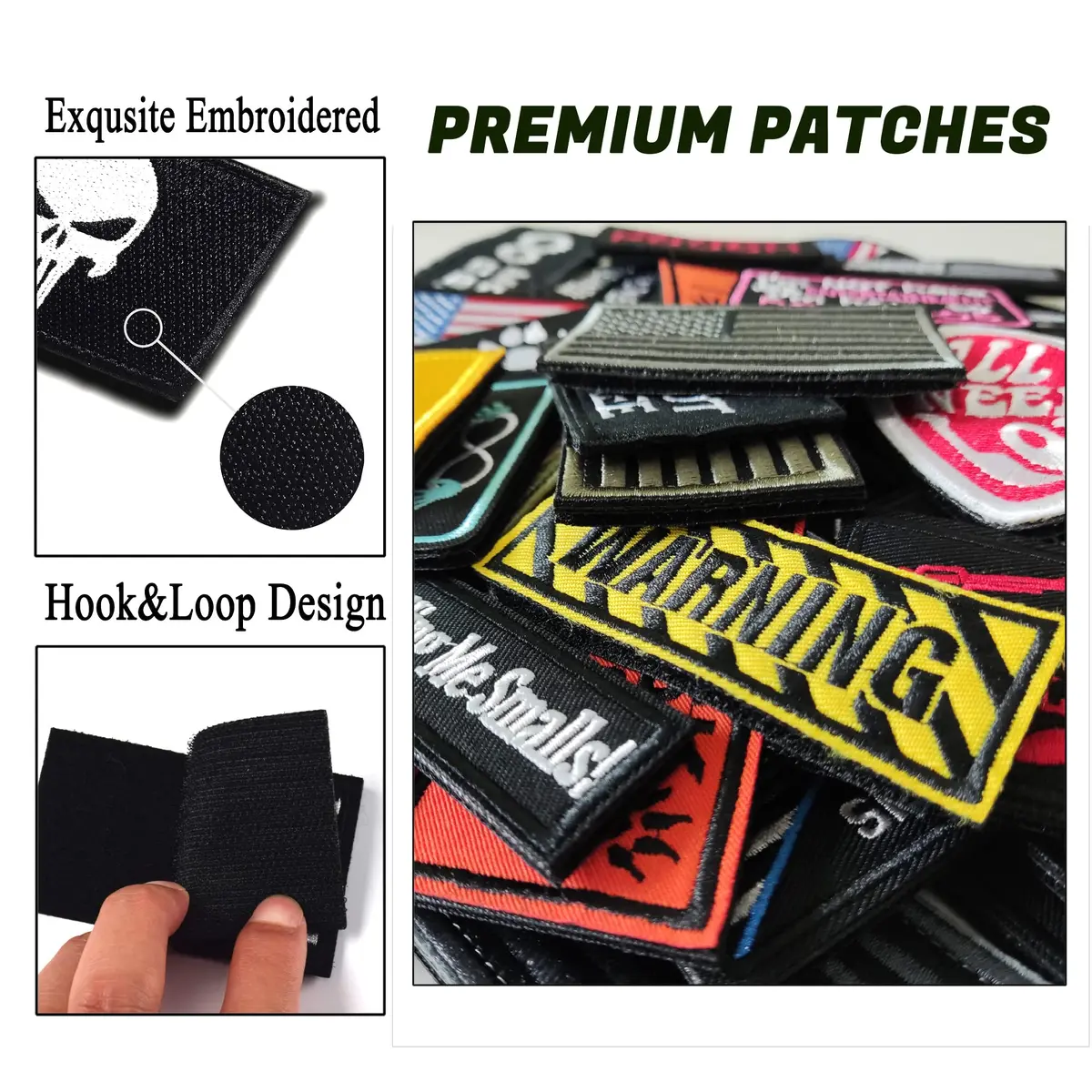 TXSN 12PCS Random Tactical Morale Patches Set 5cm x 7.5cm (2" x 3") | Full Embroidery Loop & Hook Fasten for Bags & Vests - view 4