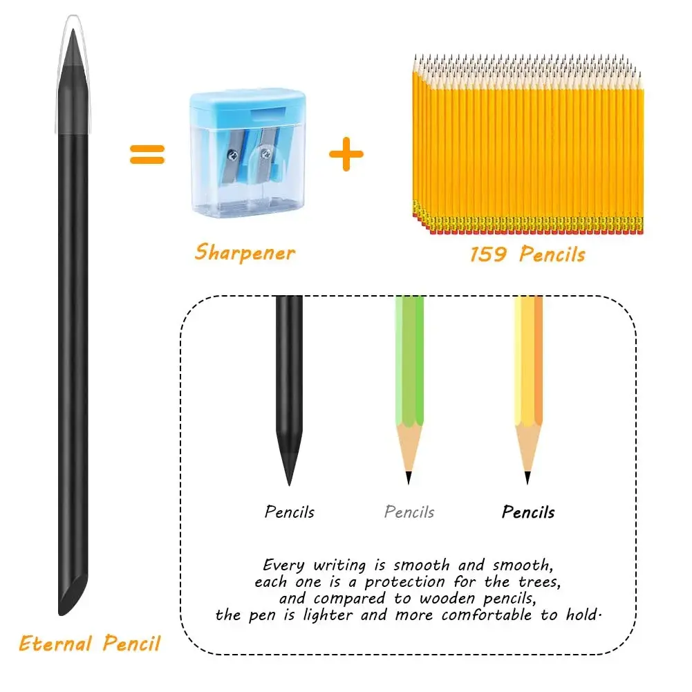 AUAUY Metal Infinity Pencil 2-Pack | Smooth Writing, Replaceable Nib, Eco-Friendly Design - view 5