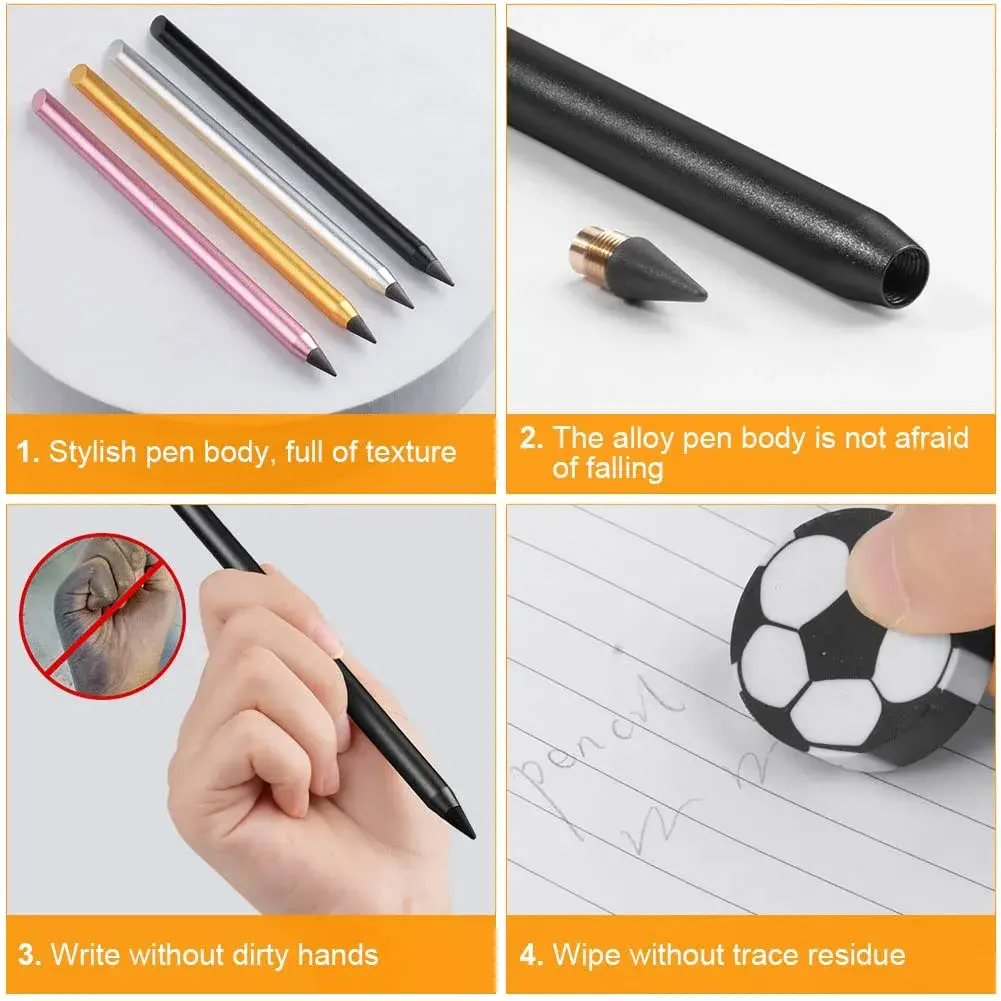 AUAUY Metal Infinity Pencil 2-Pack | Smooth Writing, Replaceable Nib, Eco-Friendly Design - view 2