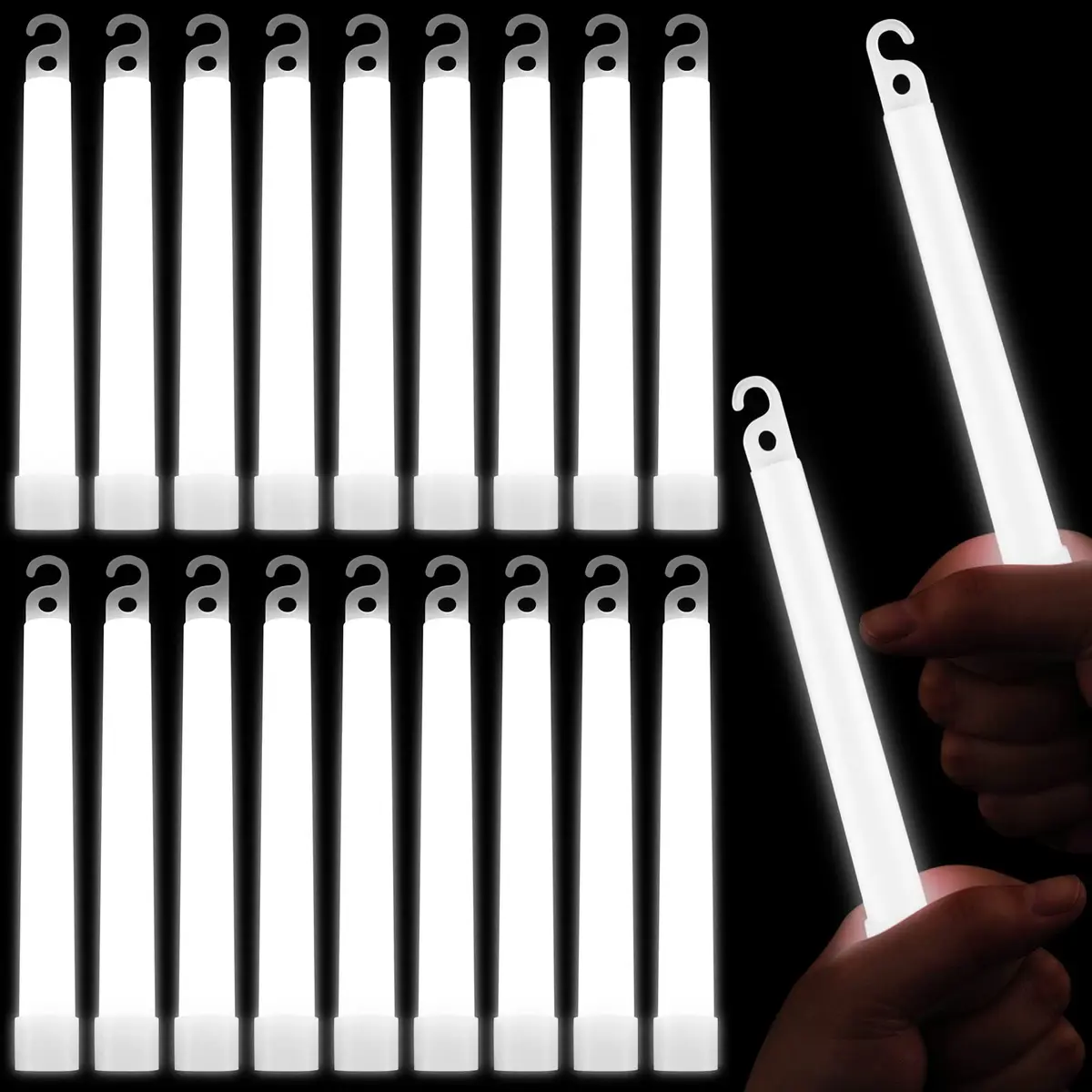 LEIFIDE 100 Pcs White Glow Sticks Bulk, 6 Inch (15 cm) Light Sticks for Party | 24+ Hour Glow - main product image