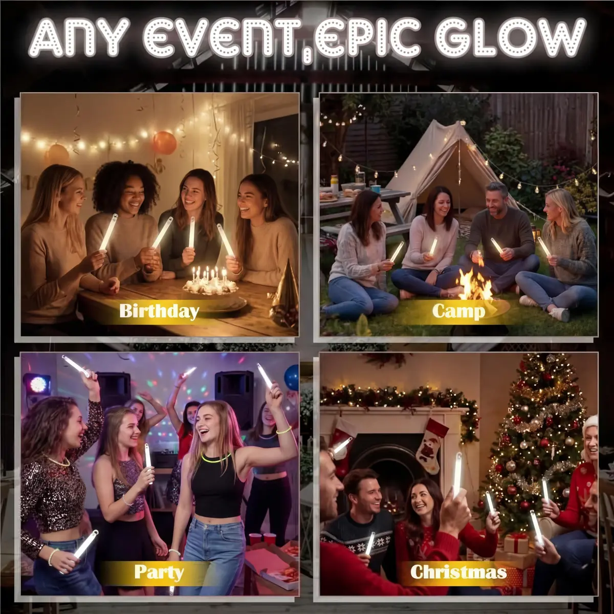LEIFIDE 100 Pcs White Glow Sticks Bulk, 6 Inch (15 cm) Light Sticks for Party | 24+ Hour Glow - view 7