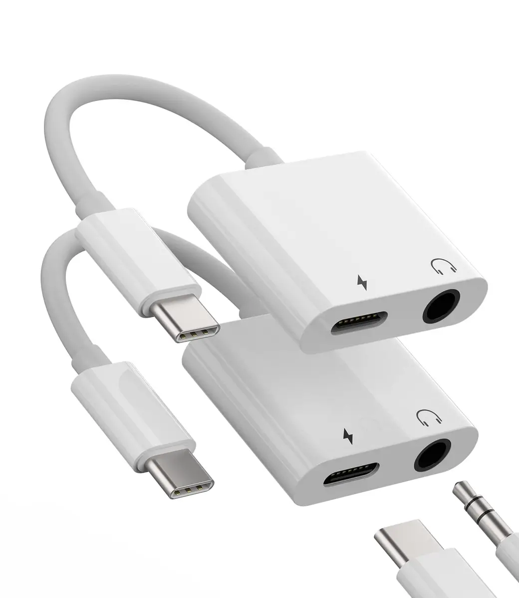 Zoyuzan USB-C to 3.5mm Headphone Audio Jack Adapter 2 Pack | Music + Charging - main product image