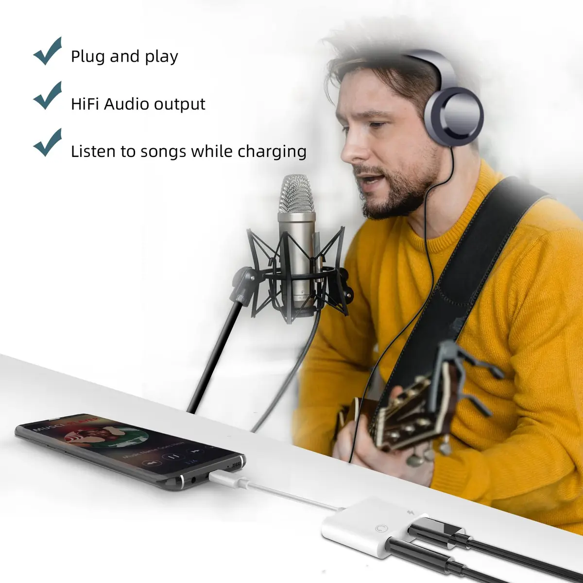 Zoyuzan USB-C to 3.5mm Headphone Audio Jack Adapter 2 Pack | Music + Charging - view 2