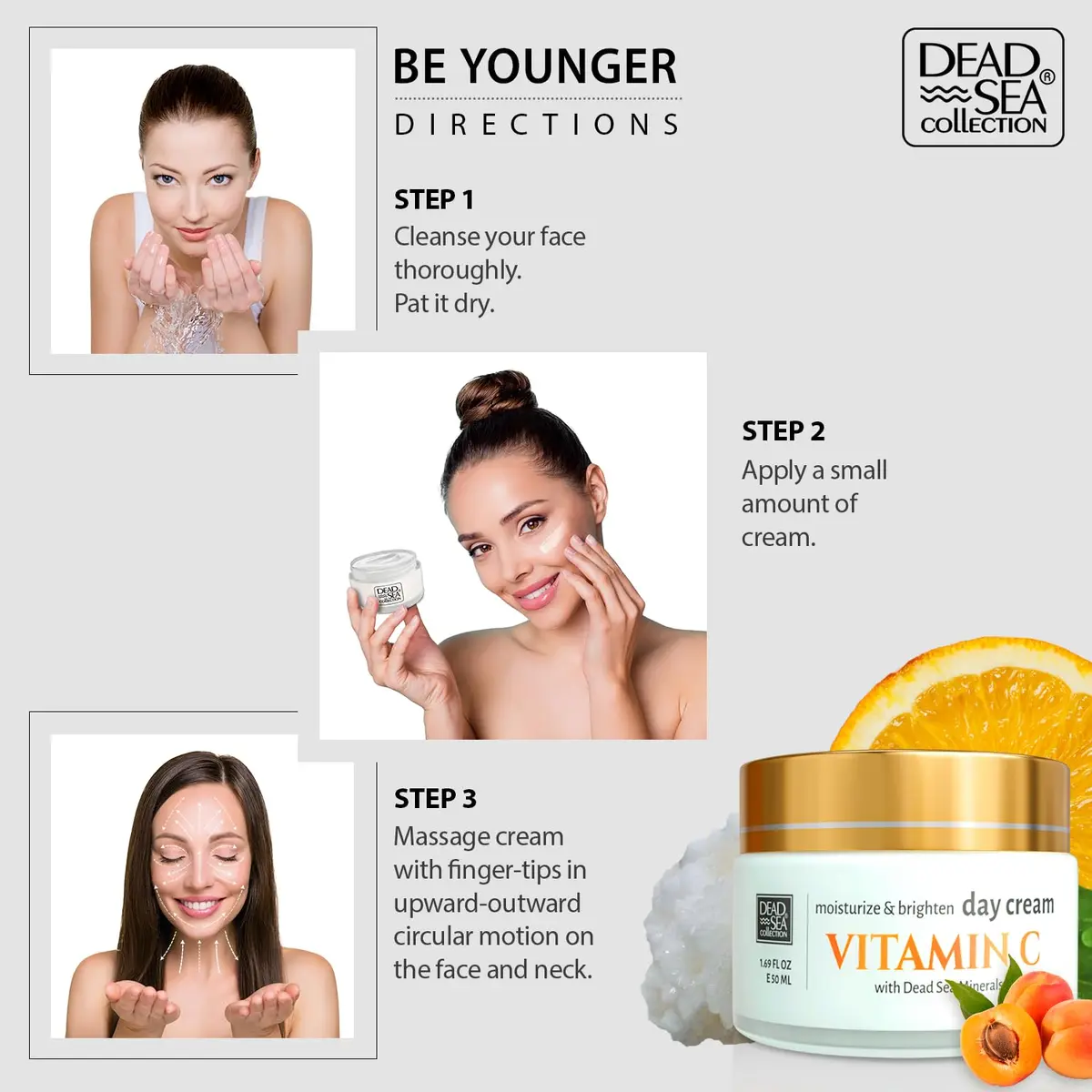 Dead Sea Collection Day Cream for Face with Vitamin C, Dead Sea Minerals, and Vitamin E – Anti Aging Nourishing Skin Care Moisturizer to Reduce Wrinkles (1.69 fl oz) - view 3