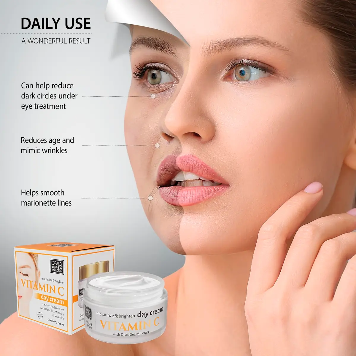 Dead Sea Collection Day Cream for Face with Vitamin C, Dead Sea Minerals, and Vitamin E – Anti Aging Nourishing Skin Care Moisturizer to Reduce Wrinkles (1.69 fl oz) - view 4