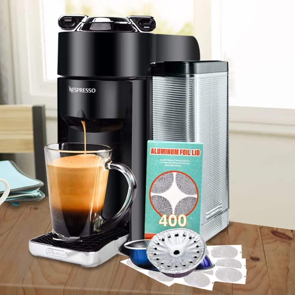 CAPMESSO 400 Aluminum Foil Lids for Nespresso VertuoLine Pods, 64mm Diameter | Reusable Coffee Filter for Rich Brews - view 6