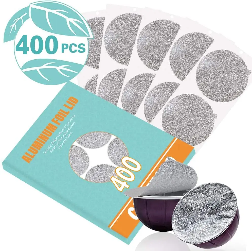 CAPMESSO 400 Aluminum Foil Lids for Nespresso VertuoLine Pods, 64mm Diameter | Reusable Coffee Filter for Rich Brews - view 2