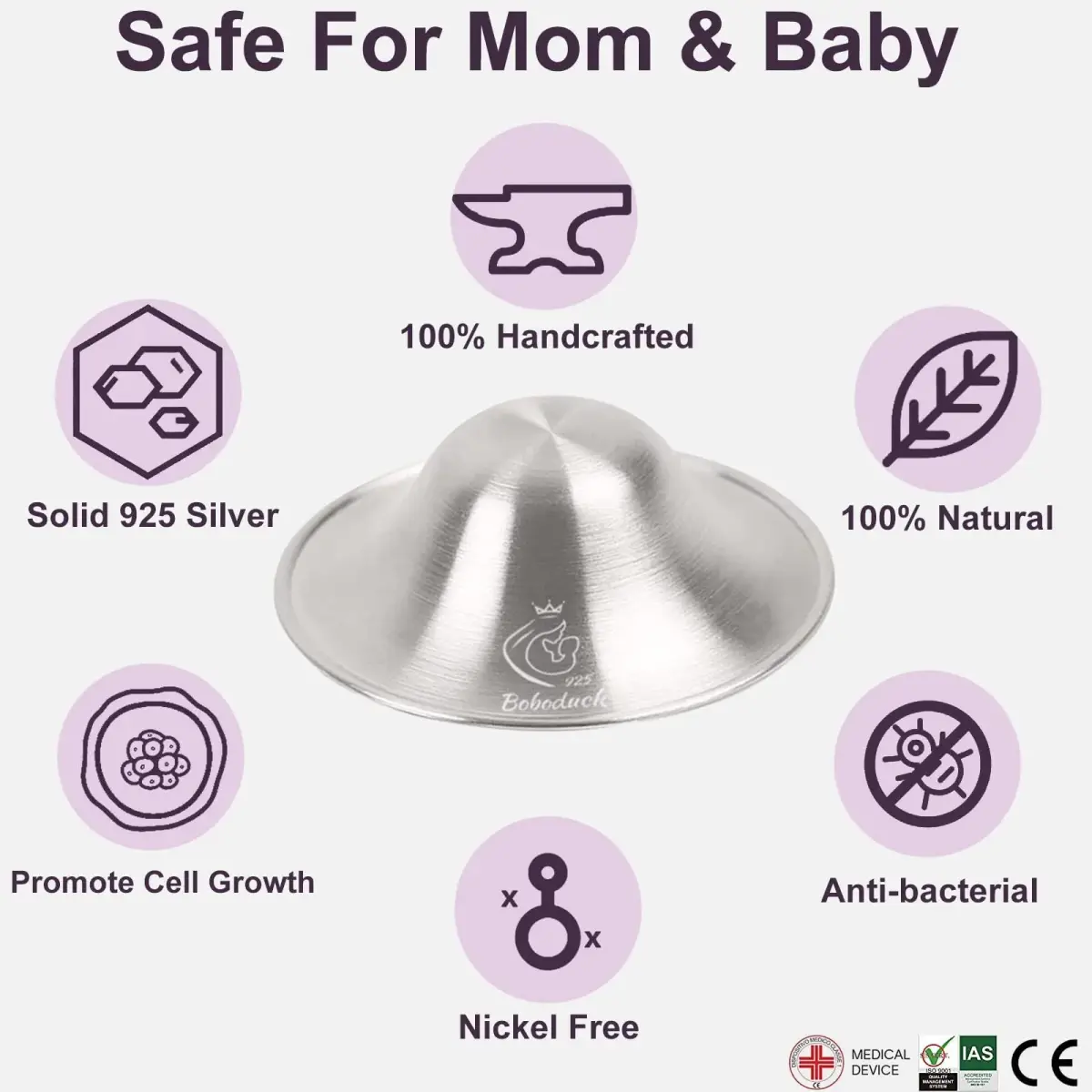 Boboduck Silver Nursing Cups X-L Size | Authentic Protection for Breastfeeding Mothers - view 5