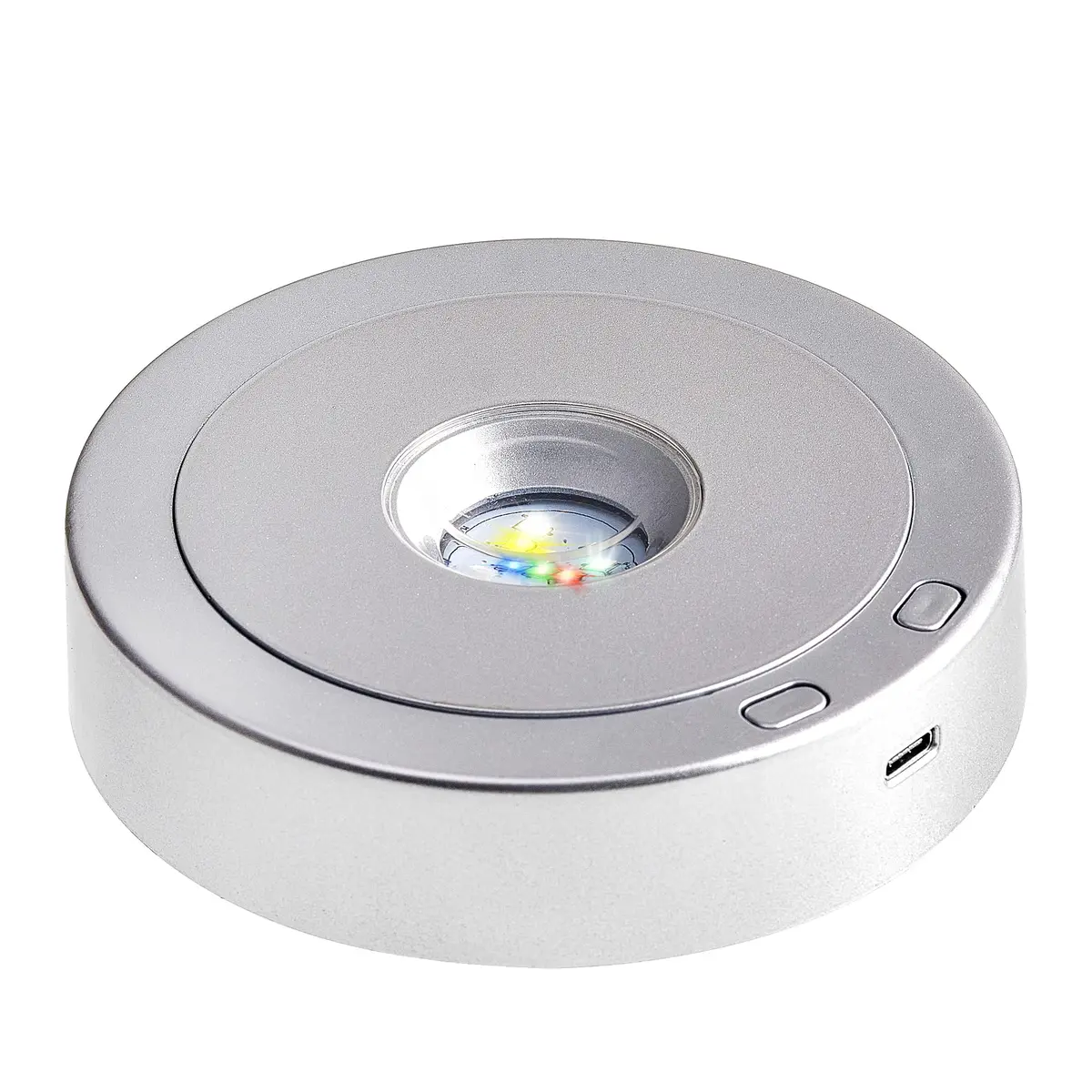 EUSTUMA Rotating LED Display Base with 8 Modes & USB/Battery Power, 11.4 cm (4.5 in) Diameter | Crystal Display Stand for Artwork - main product image