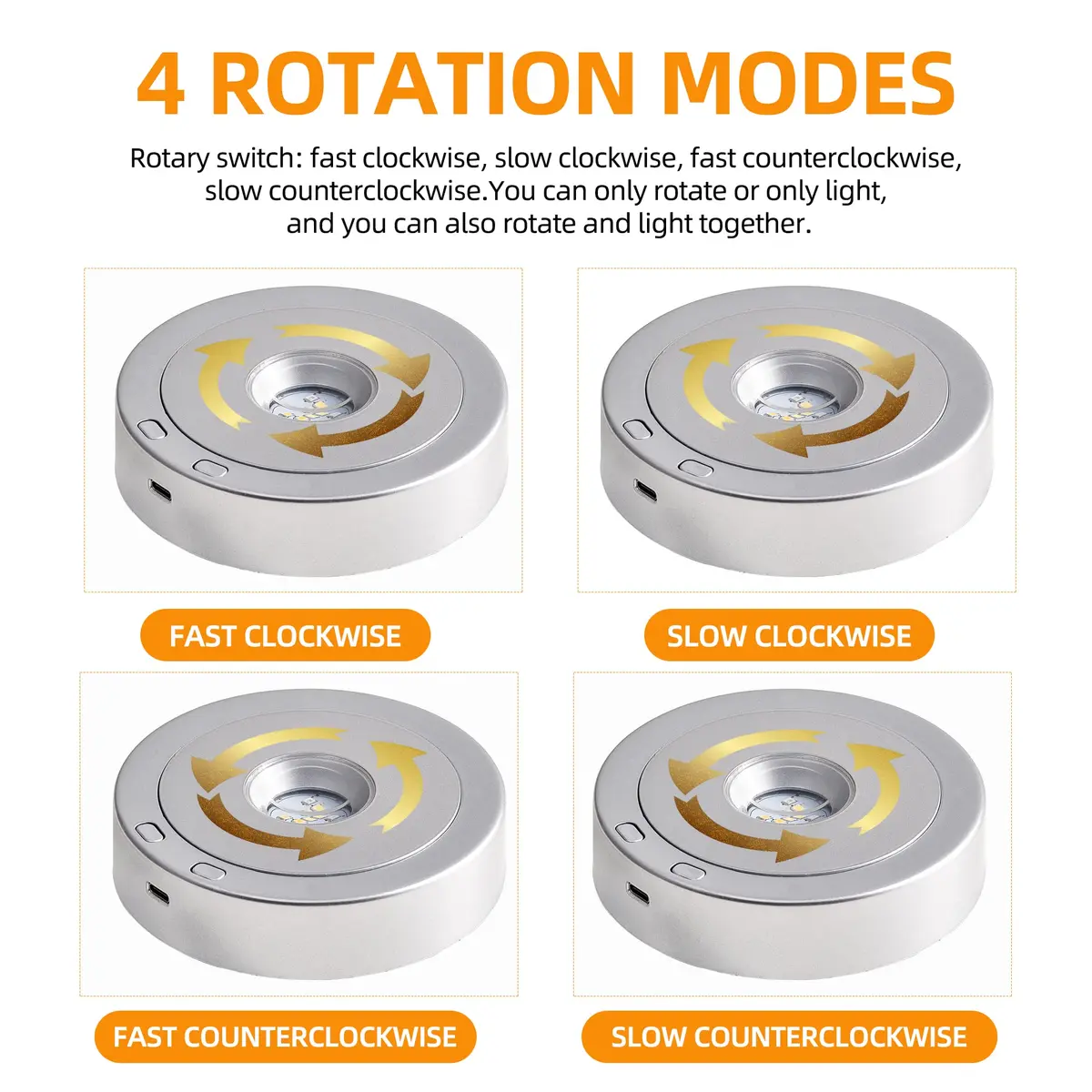 EUSTUMA Rotating LED Display Base with 8 Modes & USB/Battery Power, 11.4 cm (4.5 in) Diameter | Crystal Display Stand for Artwork - view 3
