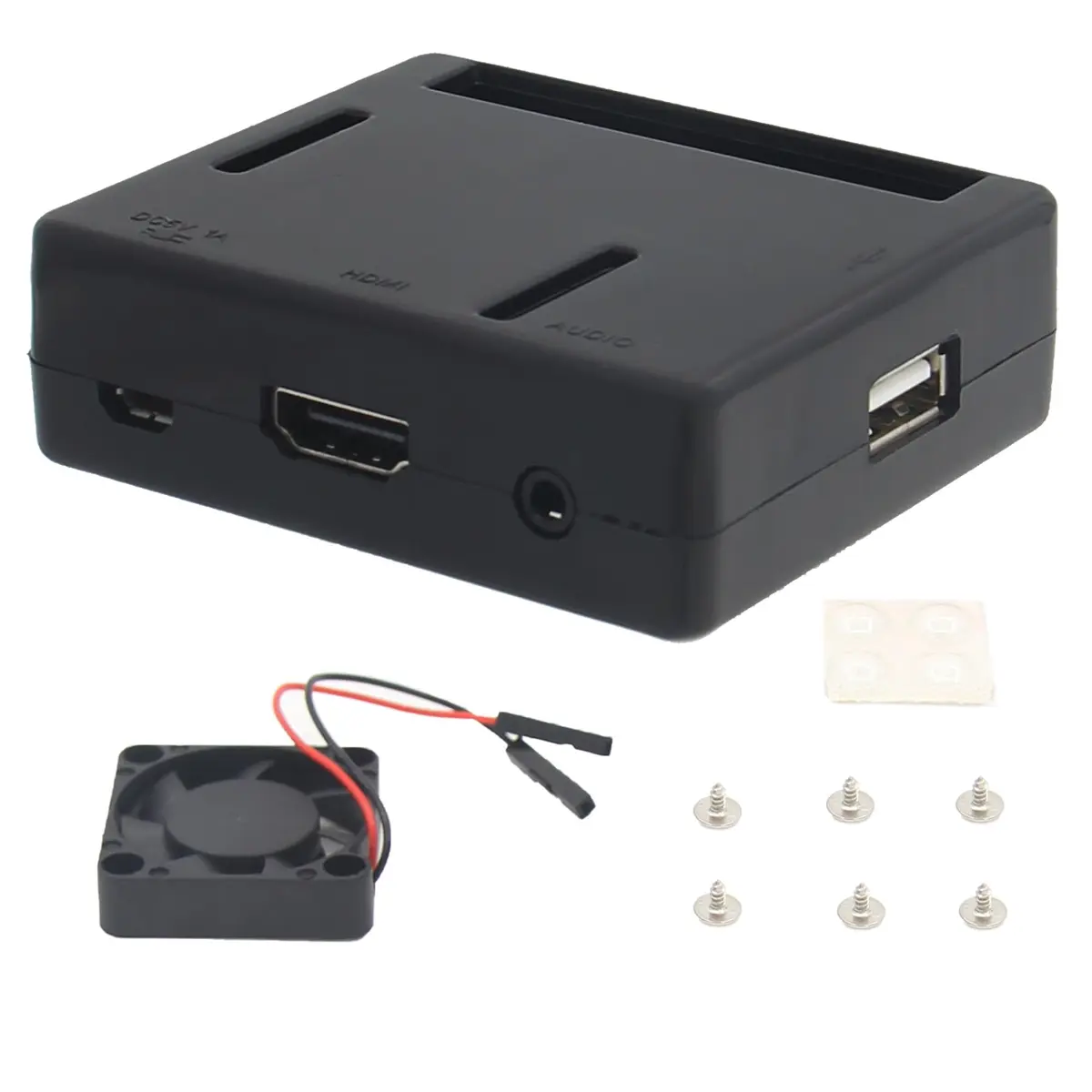 eleUniverse ABS Case with Cooling Fan for Raspberry Pi 3 Model A+ | Durable, lightweight ABS case with 4 fans, easy access ports, 72x62x23mm - main product image