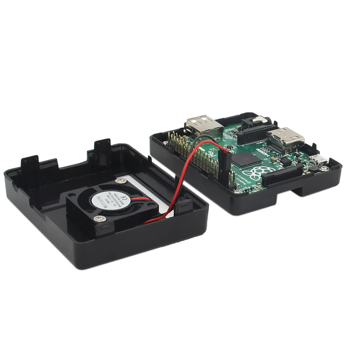 eleUniverse ABS Case with Cooling Fan for Raspberry Pi 3 Model A+ | Durable, lightweight ABS case with 4 fans, easy access ports, 72x62x23mm - view 7